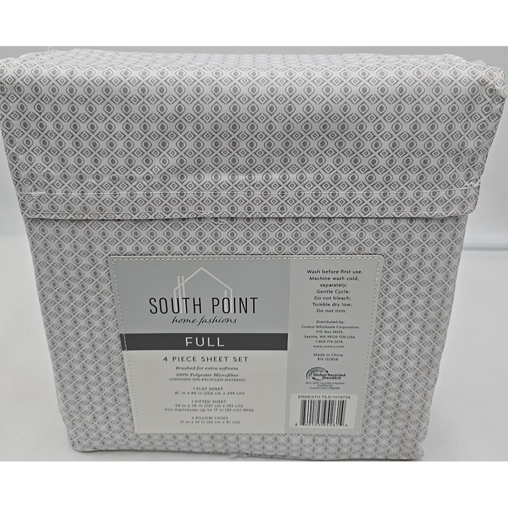 South Point Home Fashions Microfiber 6-piece Full Sheet Set Ernesto Tile